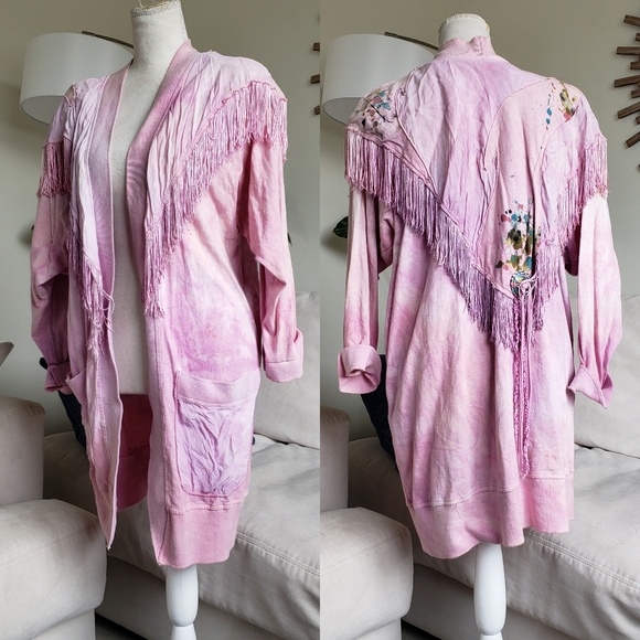 Z Paula Jackets & Blazers - Vintage 80s Z Paula Pink Western Fringe Cotton Open Front Jacket